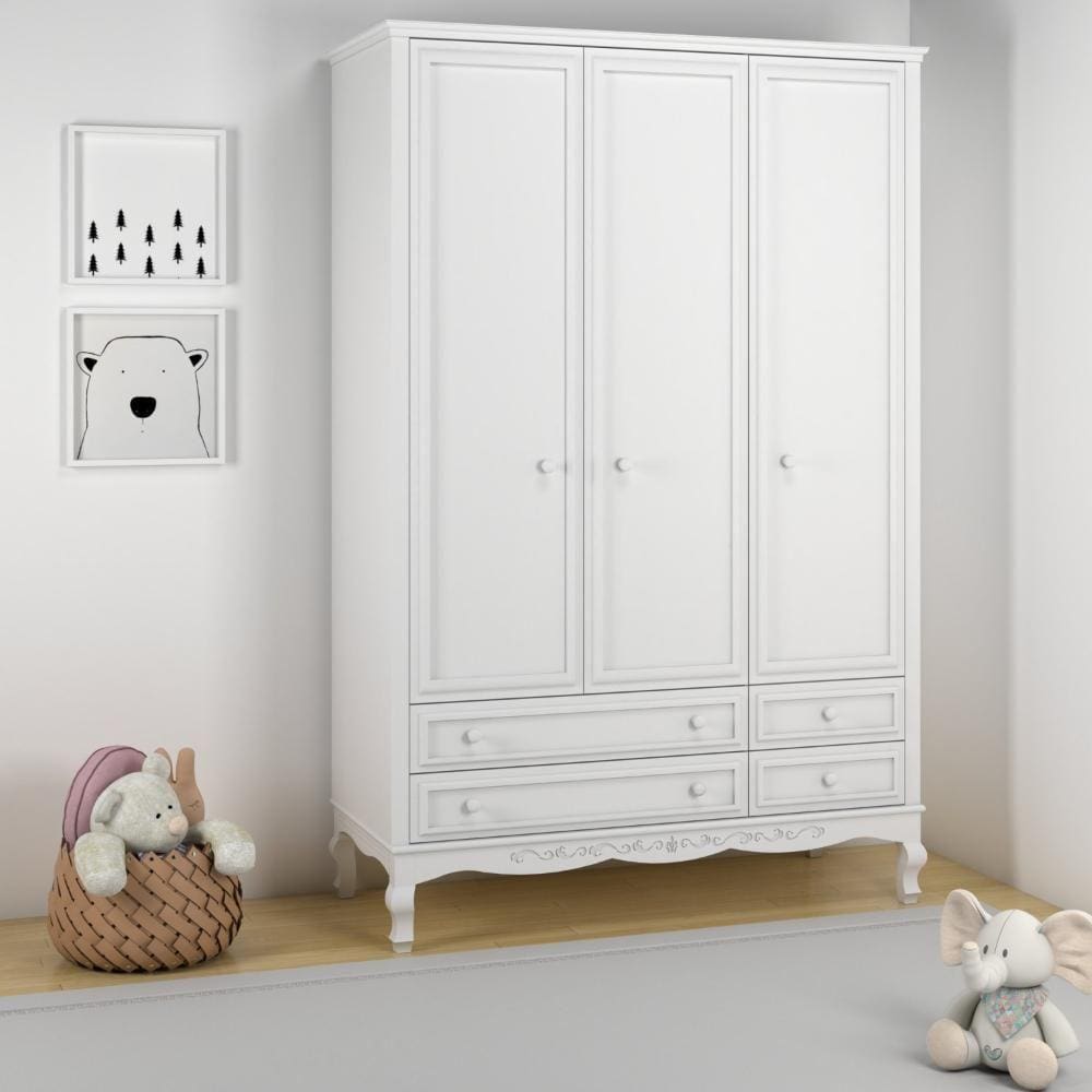 Guarda Roupa Infantil 3 Portas Versailles Branco