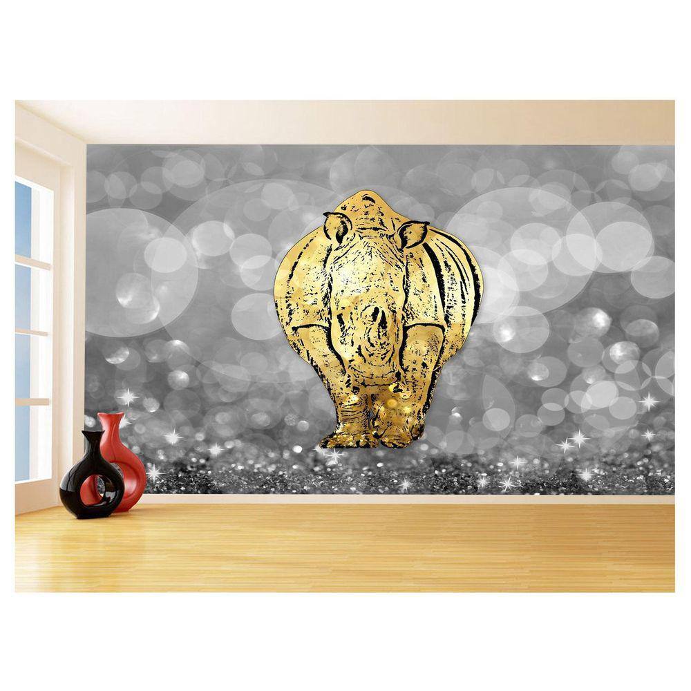 Papel De Parede 3D Animais Pop Art Rinoceronte 3,5M Pxa534