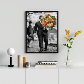 Quadro Decorativo Casal Vintage 45x34cm com Vidro