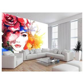 Papel De Parede 3D Salão De Beleza Arte Mulher 3,5M Slb94