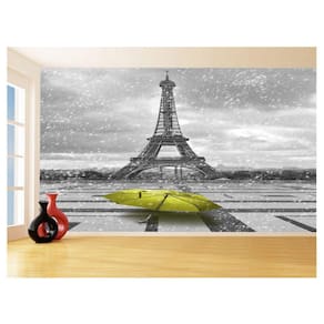 Papel De Parede Paris Eiffel Guarda Chuva Céu 3,5M Ncd307