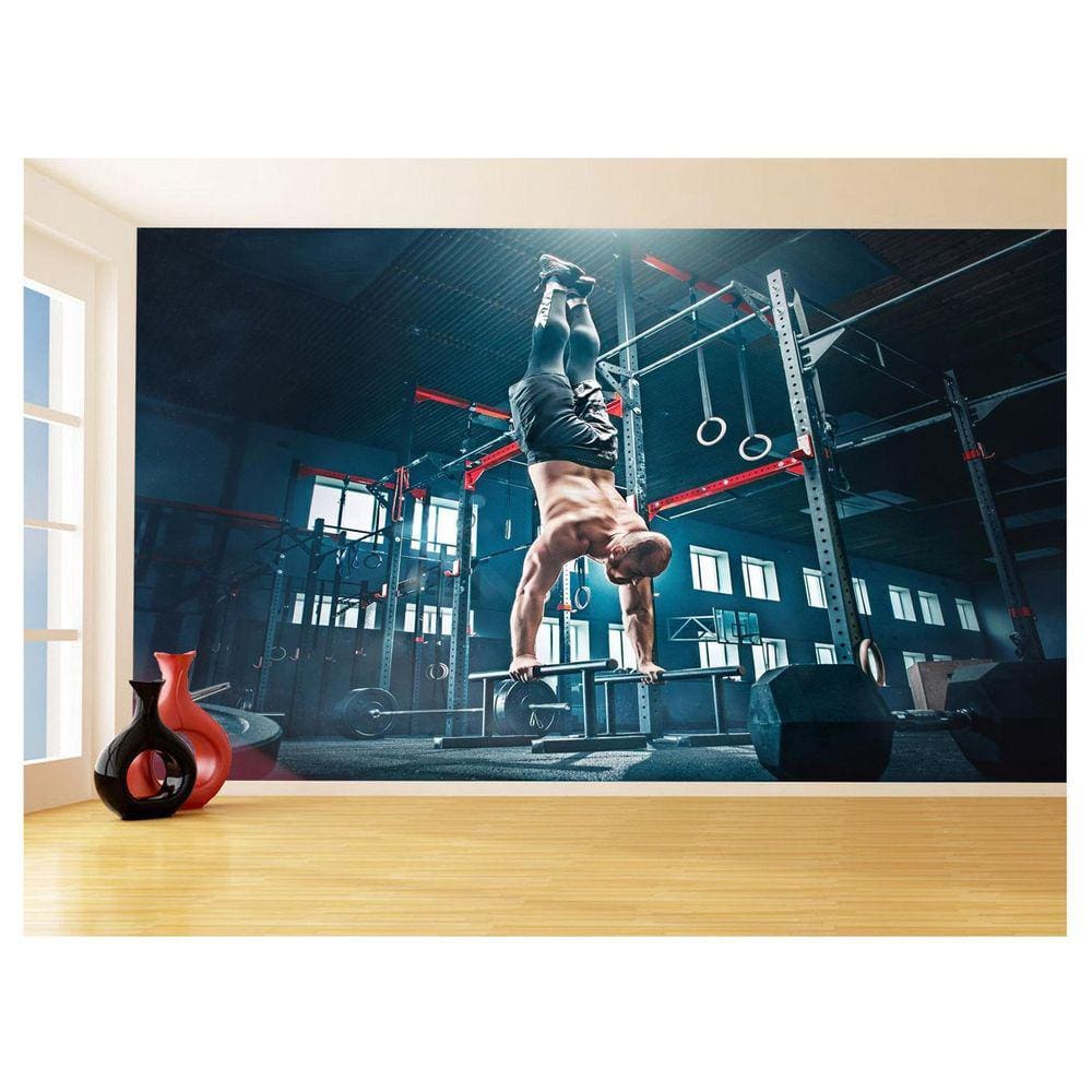 Papel De Parede 3D Academia Exercício Crossfit 3,5M Aca13