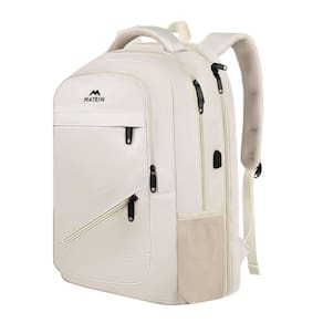 Mochila MATEIN para laptop de 17 polegadas para mulheres com porta USB bege