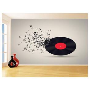 Papel De Parede 3D Musica Vinil Notas Musicais 3,5M Mus80