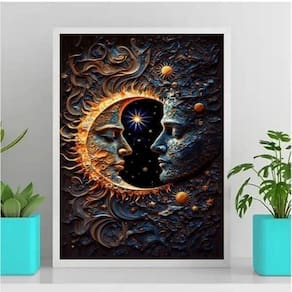 Quadro o Encontro Sol Lua 33x24cm - Decoração