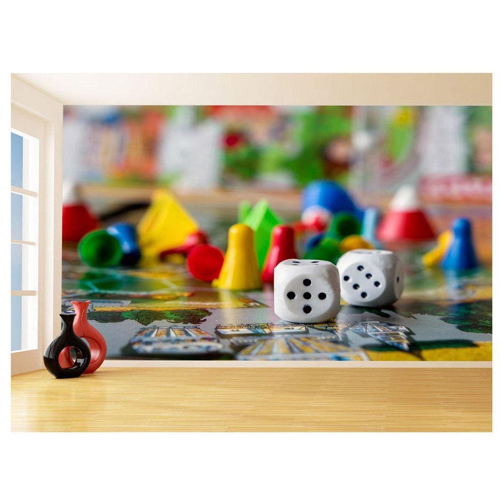 Papel De Parede Sala De Jogos Tabuleiros Dado 3,5M Jcs108