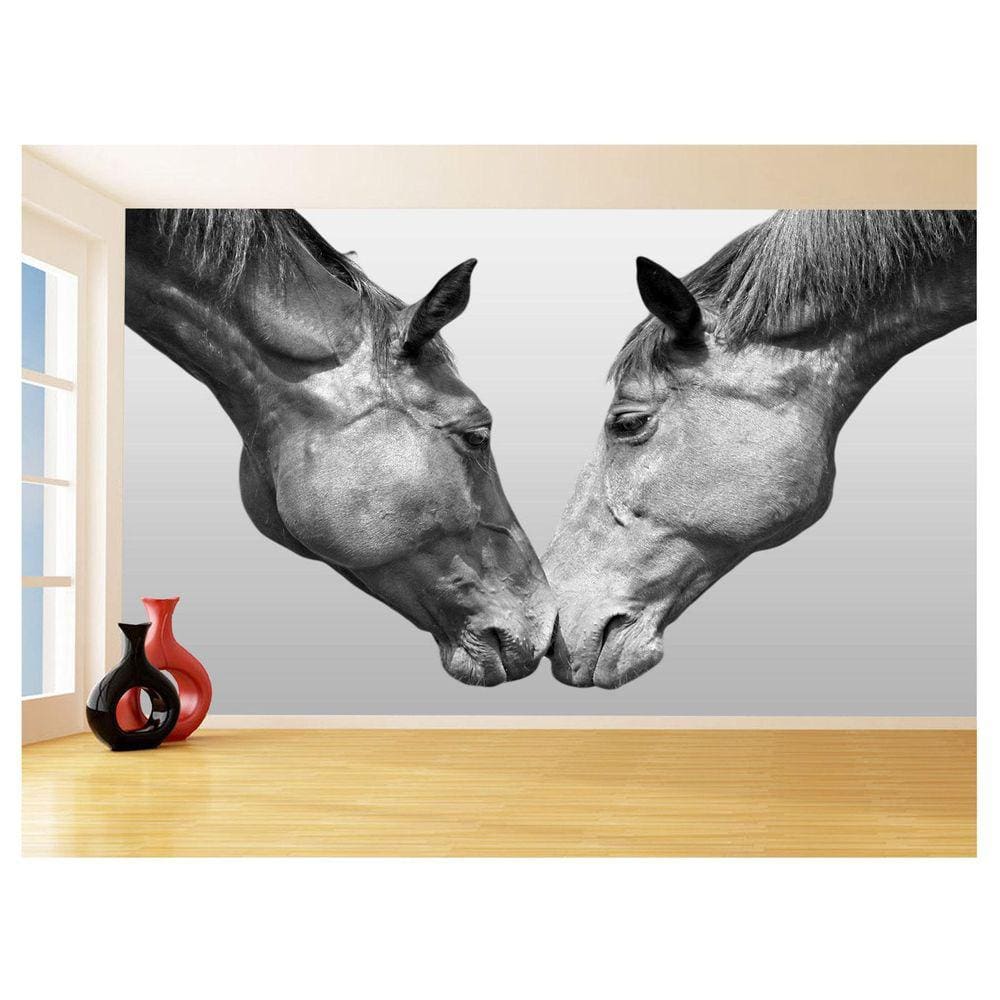 Papel De Parede Animais Casal Cavalos Fazenda 3,5M Anm340