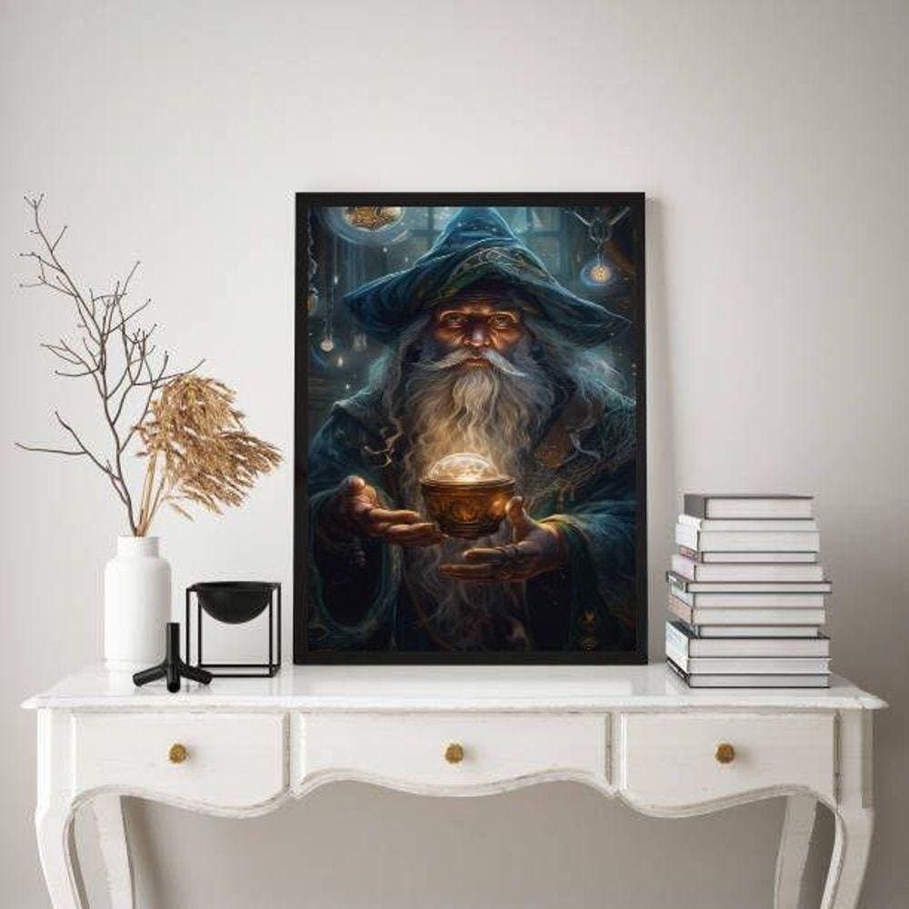 Quadro Decorativo Mago Vidente 33X24Cm - Com Vidro