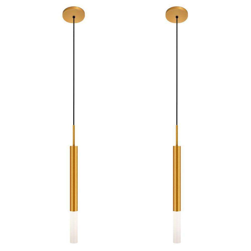 Kit 2 Luminárias De Teto Pendente Tubo Difusor Sala Dourado