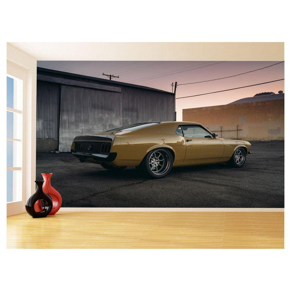 Papel De Parede 3D Carro Antigo Ford Mustang Hot 3,5M Cxr50