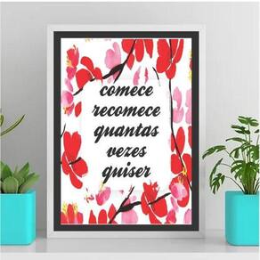 Quadro Comece E Recomece Quantas Vezes Quiser 24X18Cm Branca