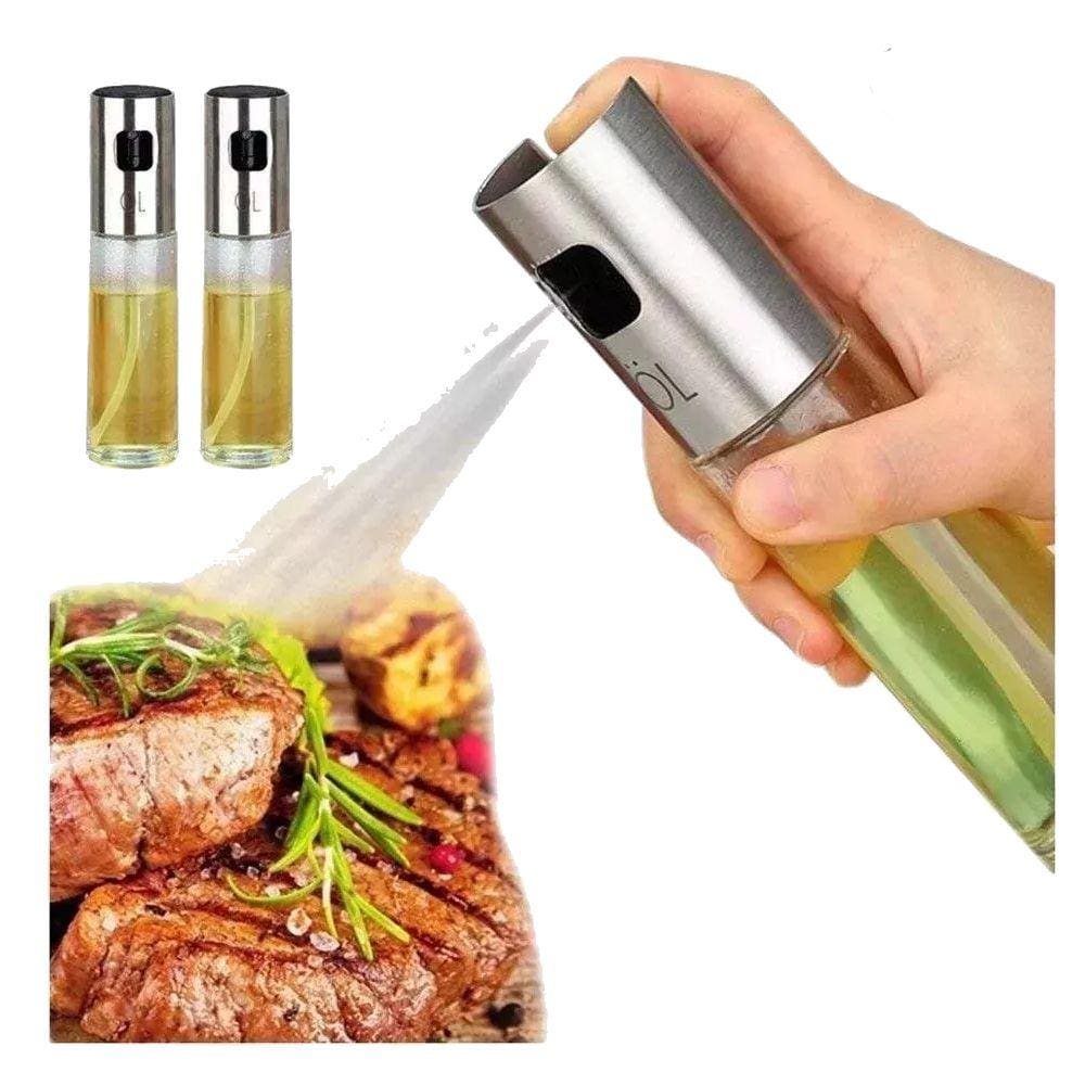 Kit 2 Porta Azeite E Vinagre Spray Aço Inox Sem Desperdício