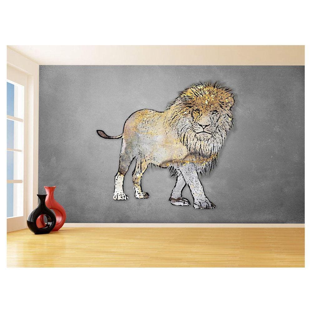 Papel De Parede Animais Pop Art Leão Rei Selva 3,5M Pxa47