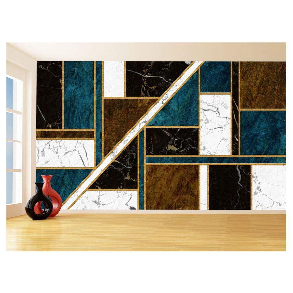 Papel De Parede 3D Estilo Marmore Cores Formas 3,5M Mbr25