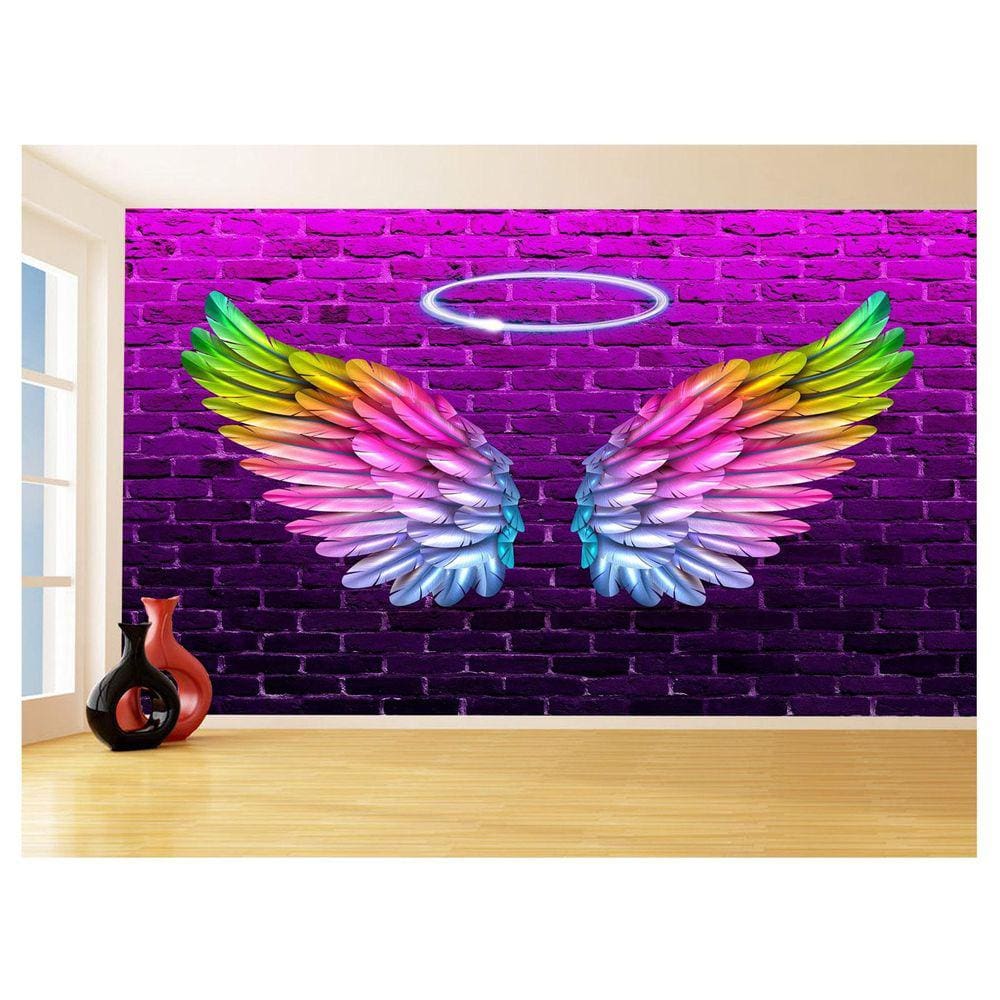 Papel De Parede 3D Arte Asas Selfie Insta Cores 3,5M Tra33