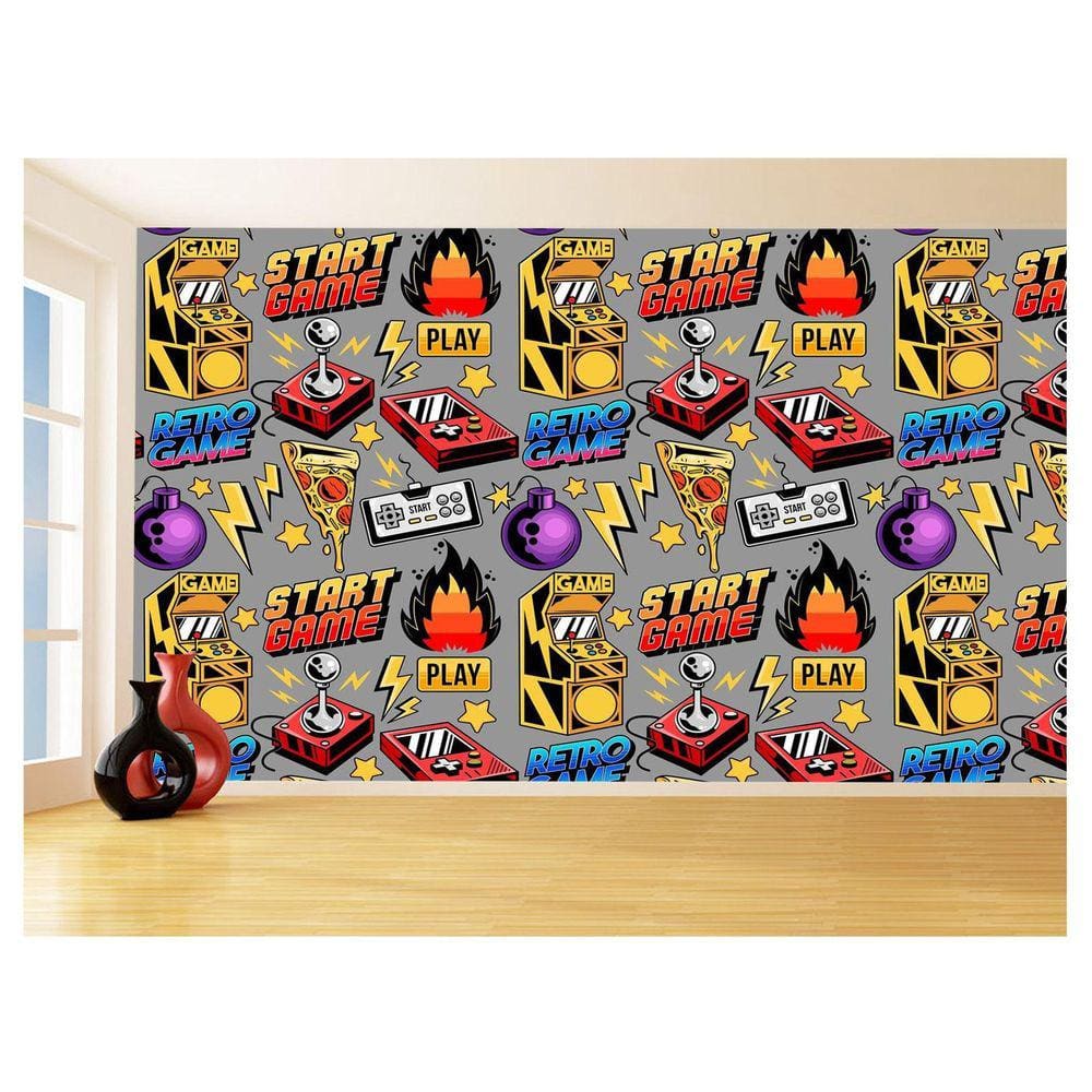 Papel De Parede 3D Infantil Controle Game Jogo 3,5M Azs299