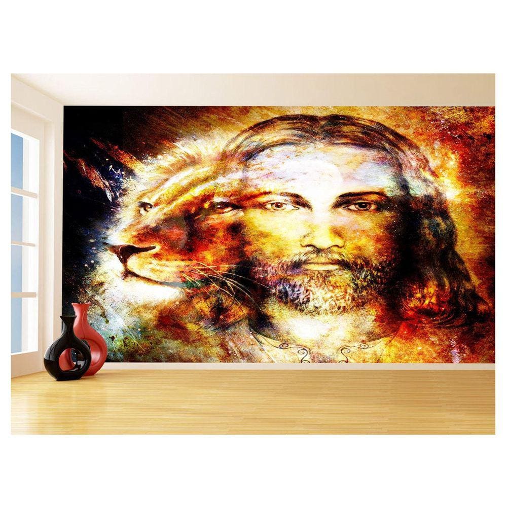 Papel De Parede 3D Religioso Jesus Leão De Judá 3,5M Rl90