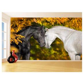 Papel De Parede Animais Casal Cavalos Fazenda 3,5M Anm306