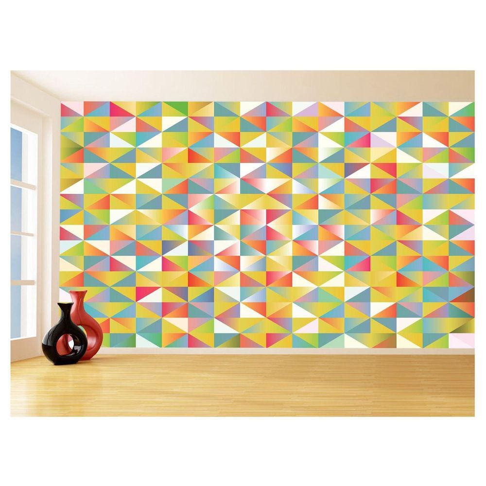 Papel De Parede Geométrico Triângulos Abstrato 3,5M Gmt78