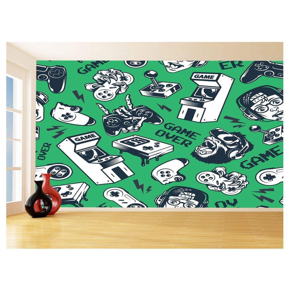 Papel De Parede 3D Infantil Controle Game Jogo 3,5M Azs341