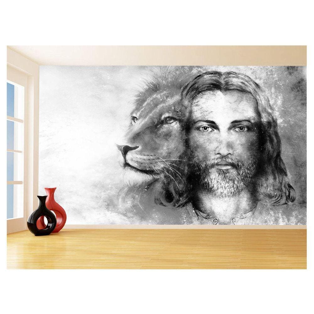 Papel De Parede 3D Religioso Jesus Leão De Judá 3,5M Rl87