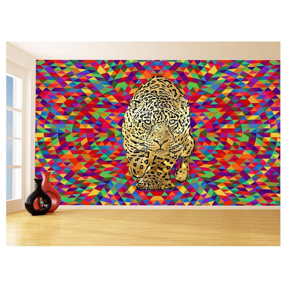 Papel De Parede 3D Animais Pop Art Onça Pintada 3,5M Pxa62