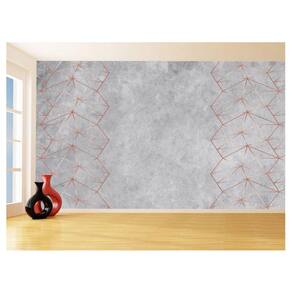 Papel De Parede 3D Concreto Linhas Dourado Rose 3,5M Kkt205