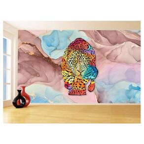 Papel De Parede 3D Animais Pop Art Onça Pintada 3,5M Pxa76