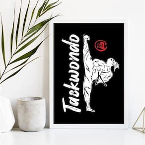 Quadro Decorativo Taekwondo 33x24cm Moldura de Madeira Preta