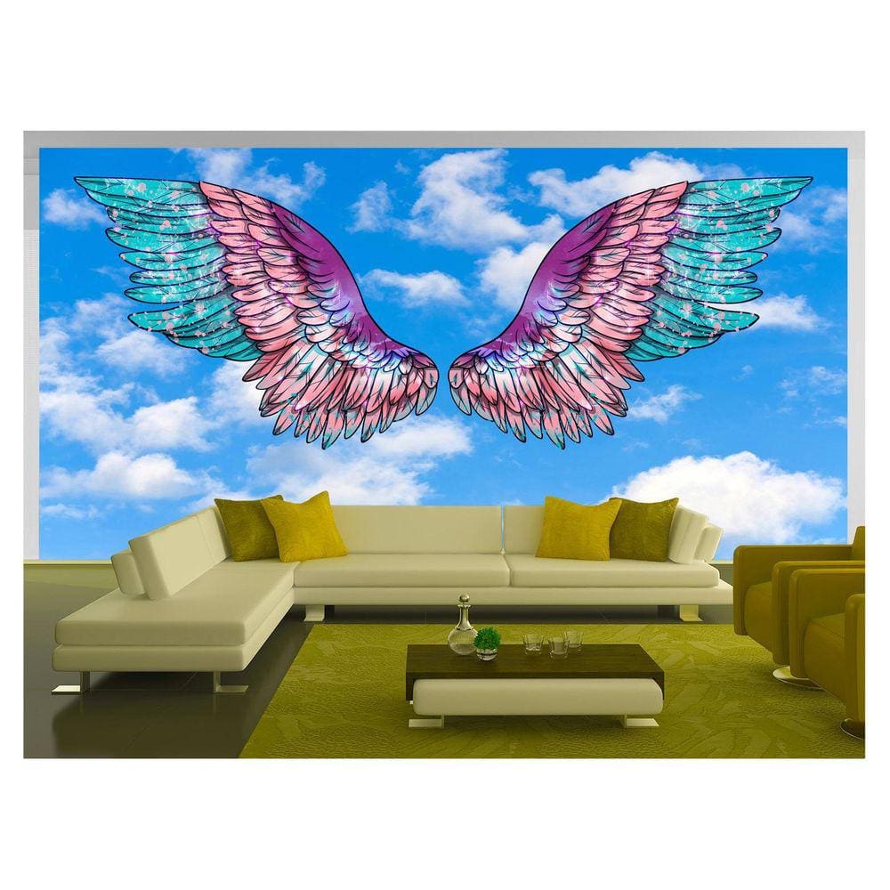 Papel De Parede 3D Arte Asas Selfie Insta Cores 3,5M Tra347