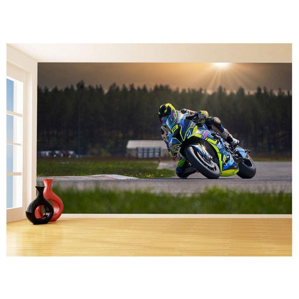 Papel De Parede 3D Moto Gp Grand Prix Corrida 3,5M Bkm80
