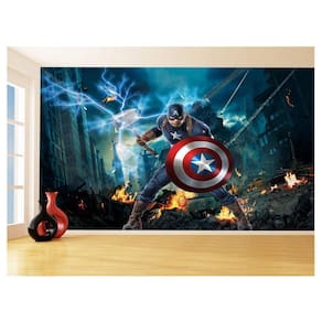 Papel De Parede 3D Heróis Vingadores Capitão 3,5M Nhma123
