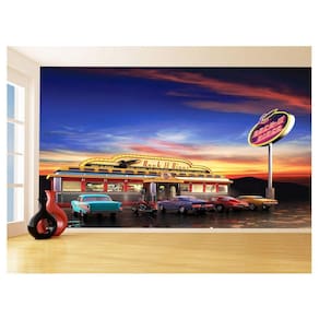 Papel De Parede 3D Cidade Antiga Rota 66 Retrô 3,5M Cda57
