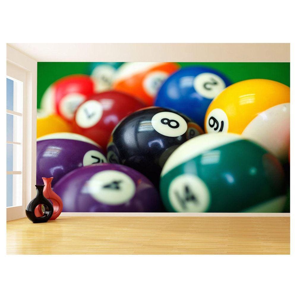 Papel De Parede 3D Salão De Jogos Bilhar Sinuca 3,5M Jcs19