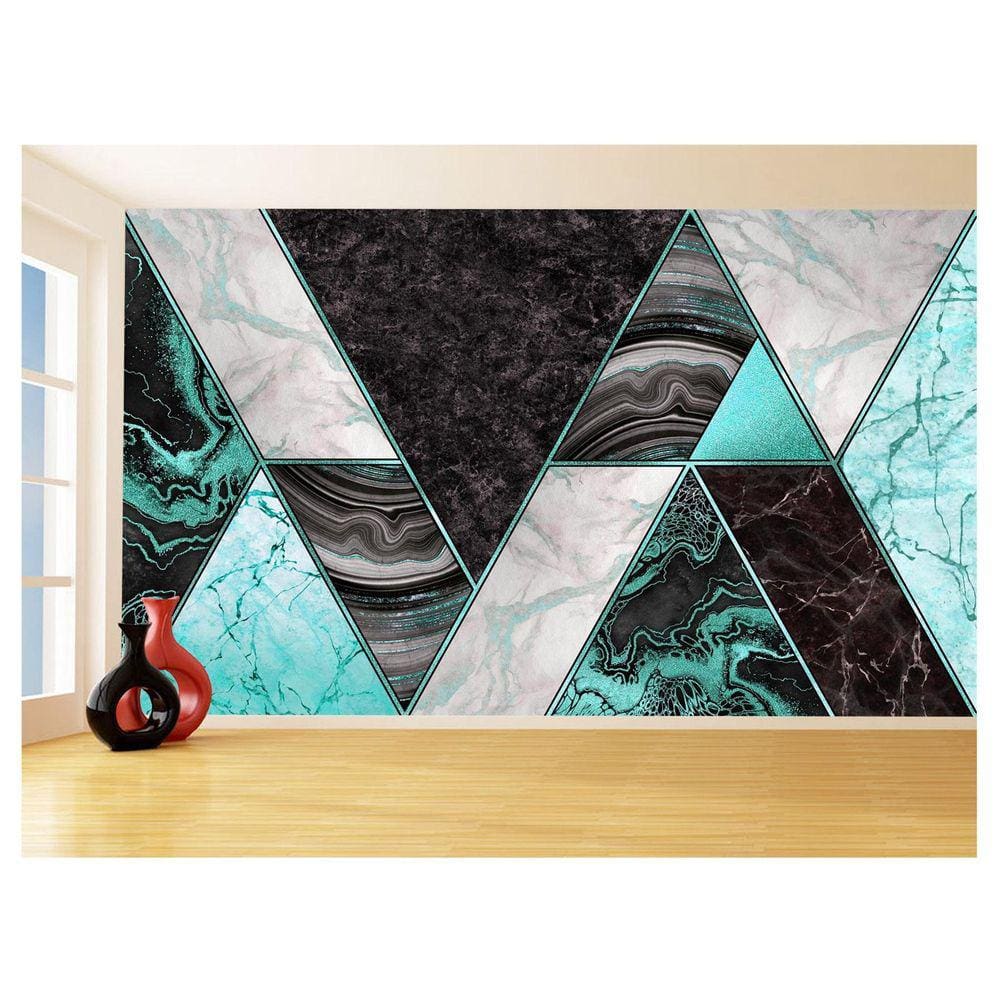 Papel De Parede 3D Estilo Marmore Cores Formas 3,5M Mbr61