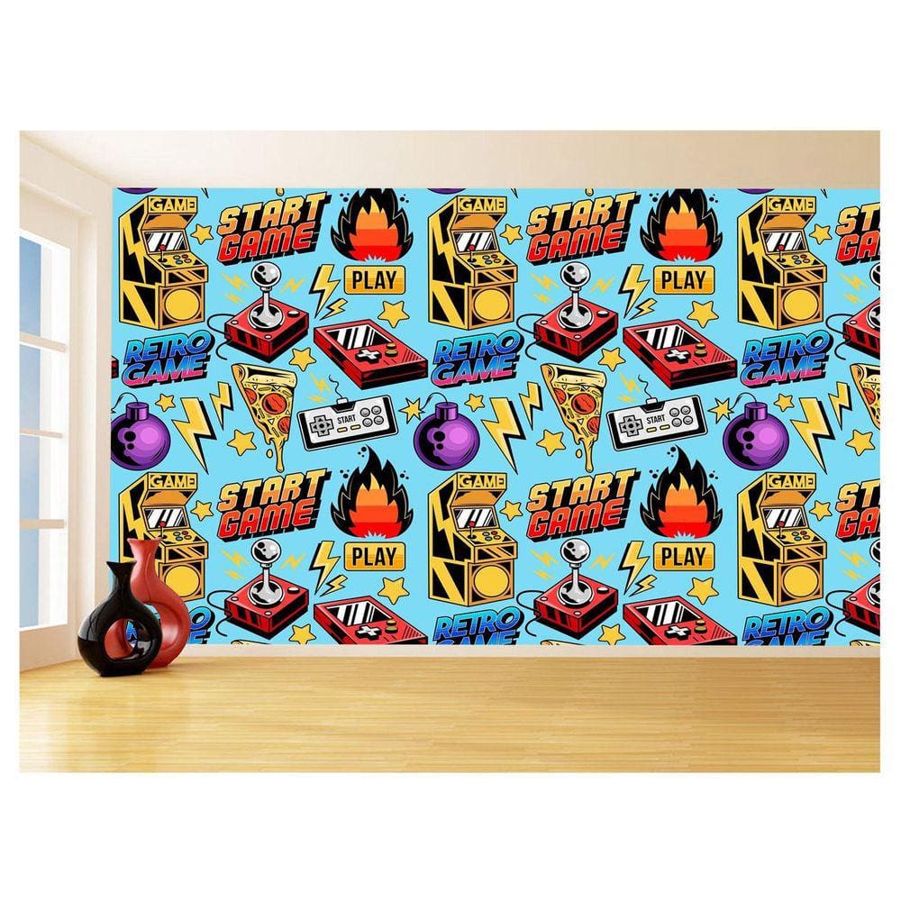 Papel De Parede 3D Infantil Controle Game Jogo 3,5M Azs301