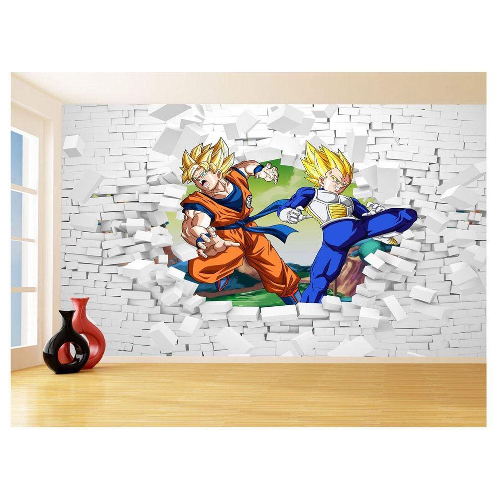 Papel De Parede 3D Dragon Ball Goku Vegeta Anime 3,5M Dbz43