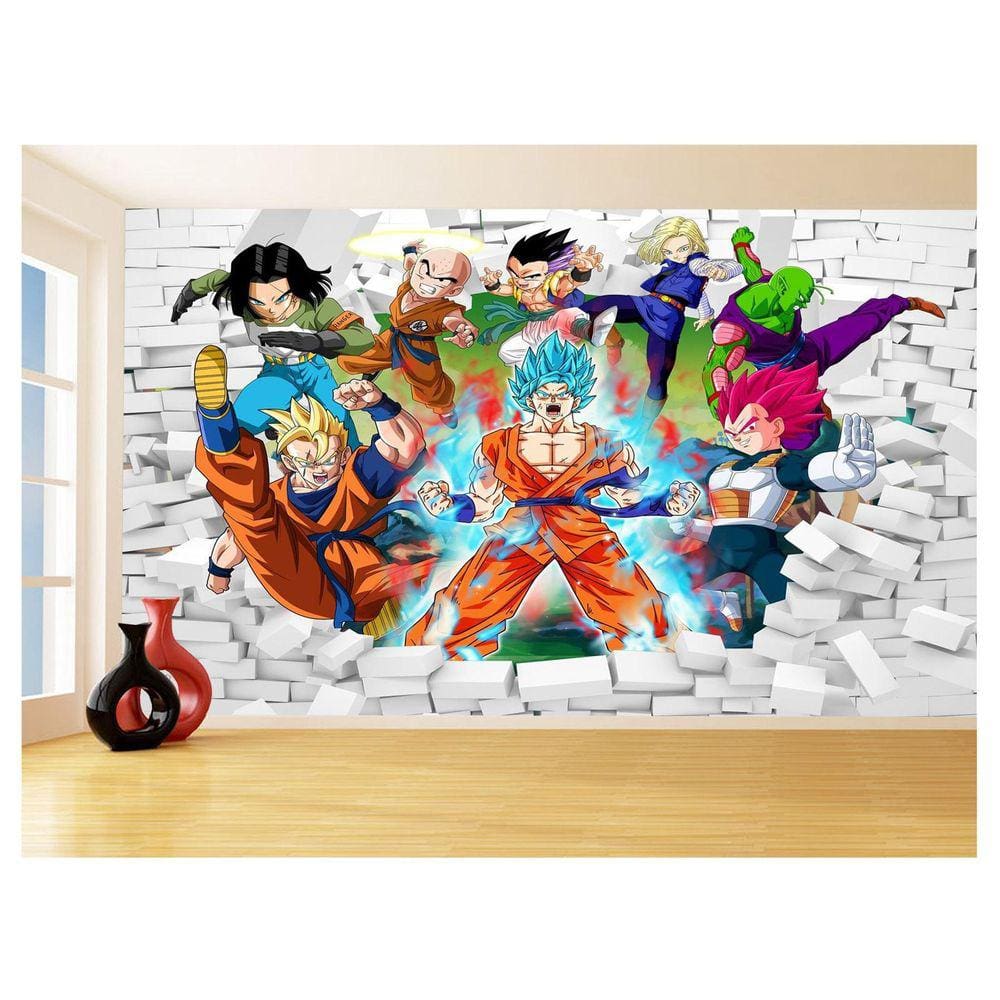 Papel De Parede 3D Dragon Ball Goku Vegeta Anime 3,5M Dbz32