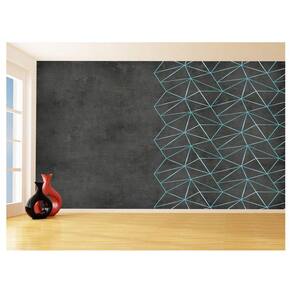 Papel De Parede Concreto Linhas Azul Turquesa 3,5M Kkt272