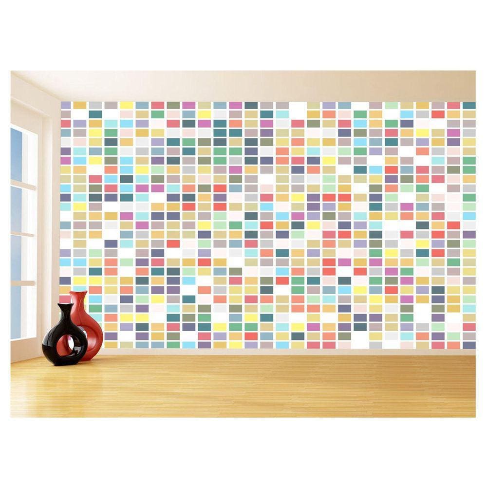 Papel De Parede Geométrico Quadrados Colorido 3,5M Gmt118