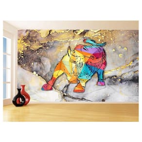 Papel De Parede 3D Animais Pop Art Touro Bull 3,5M Pxa171