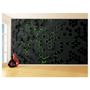 Papel De Parede 3D Hexágonos Moderno Gamer Verde 3,5M Txt40