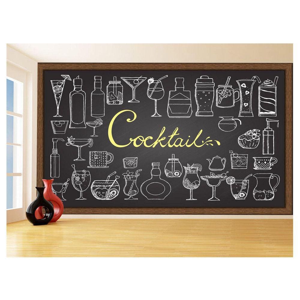 Papel De Parede Estilo Lousa Bebdias Bar Drink 3,5M Lcb20