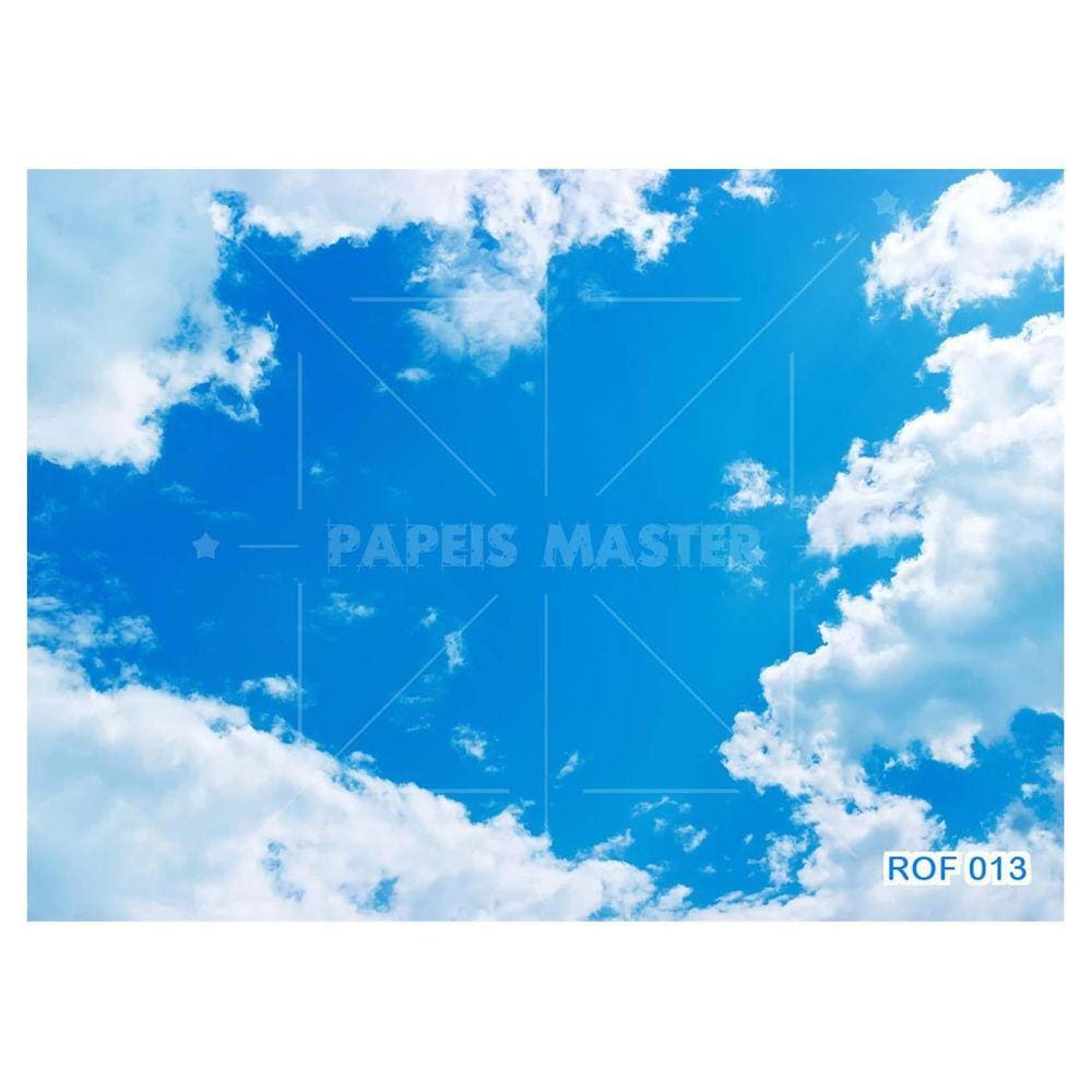 Papel De Teto Céu Azul Nuvem Branca Dia Manhã 3,5M Rof13