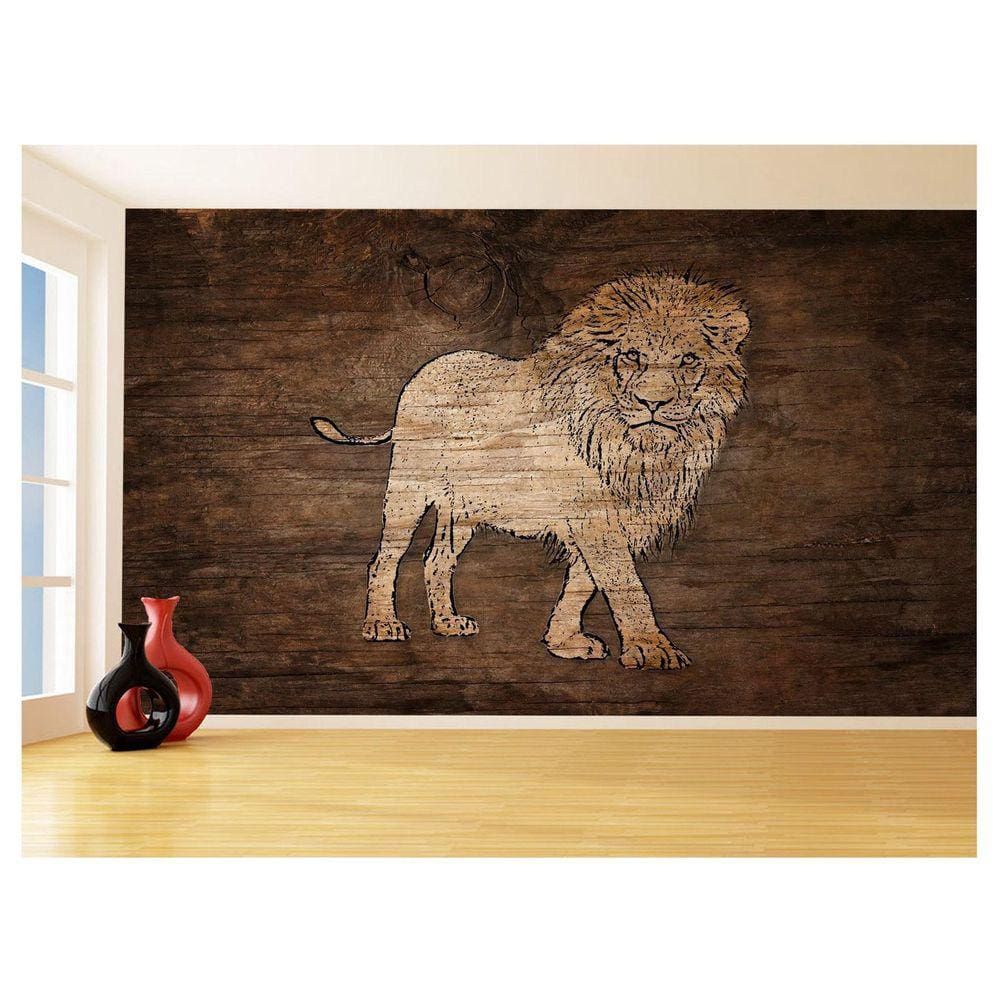 Papel De Parede Animais Pop Art Leão Rei Selva 3,5M Pxa55