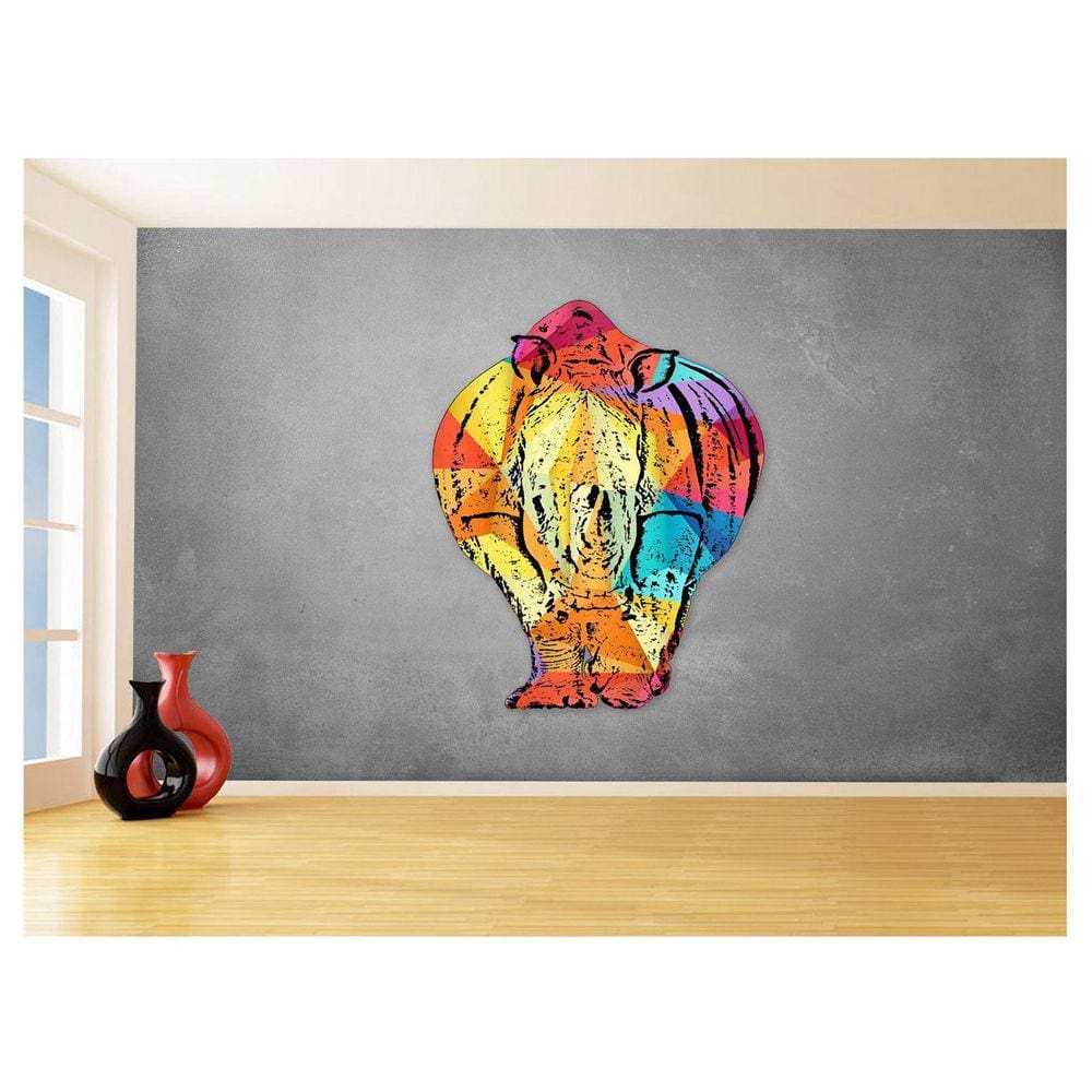 Papel De Parede 3D Animais Pop Art Rinoceronte 3,5M Pxa516