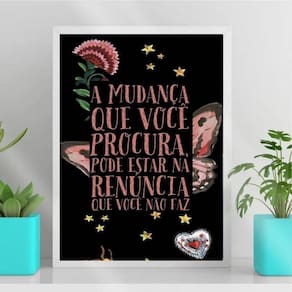 Quadro Decorativo Mudança Renuncia 33x24cm - Madeira Branca