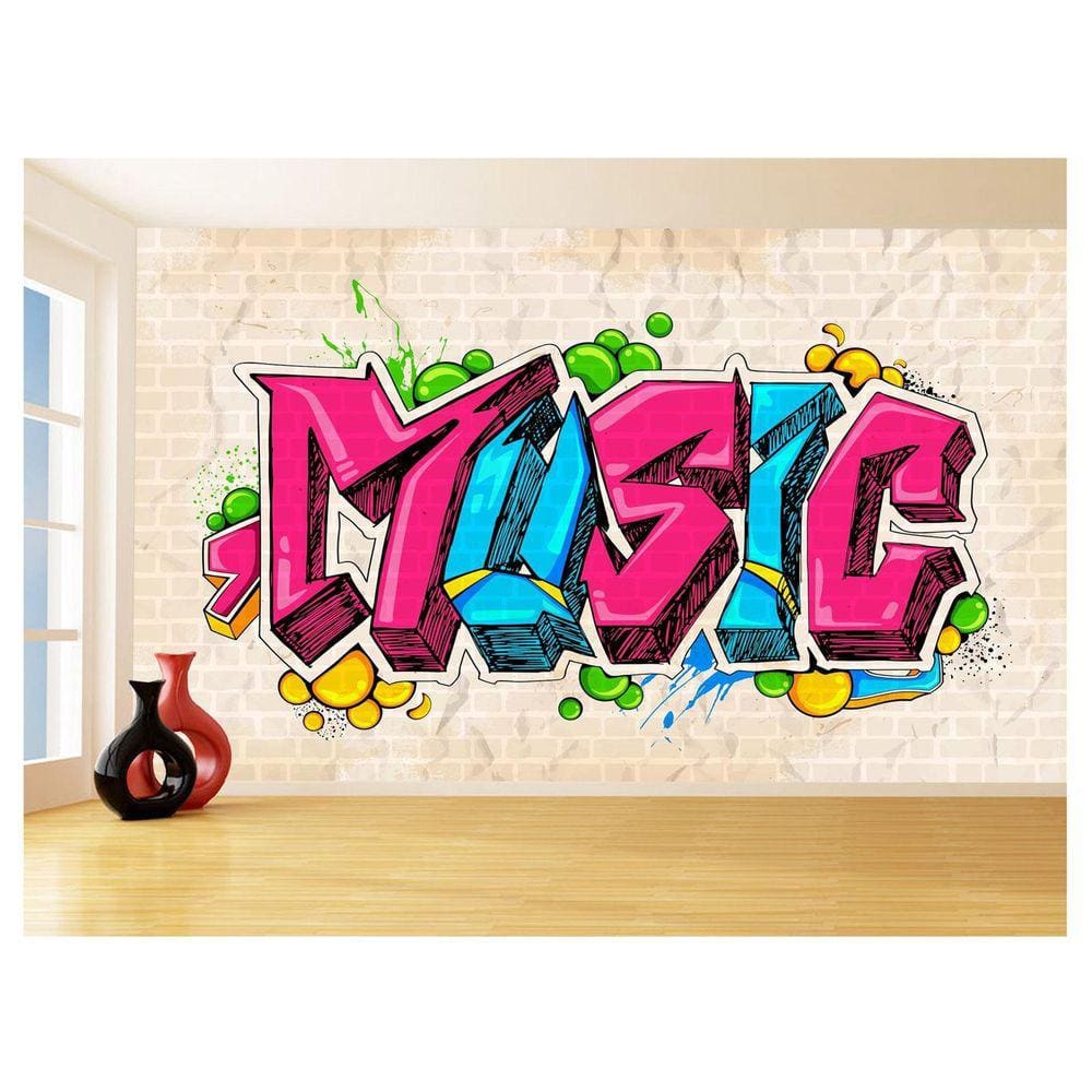 Papel De Parede 3D Sala Quarto Musica Arte Cores 3,5M Mus27