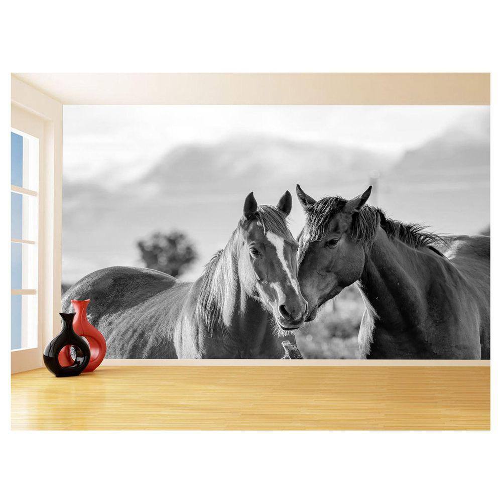 Papel De Parede Animais Casal Cavalos Fazenda 3,5M Anm332