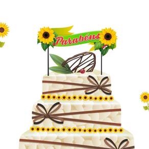 Topo De Bolo Enfeite Girassol Decoração Festa Junina Arraiá